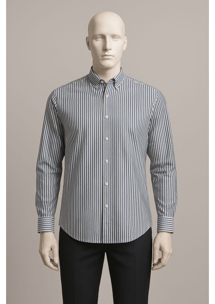 Erkek Çizgili Kareli Gömlek
