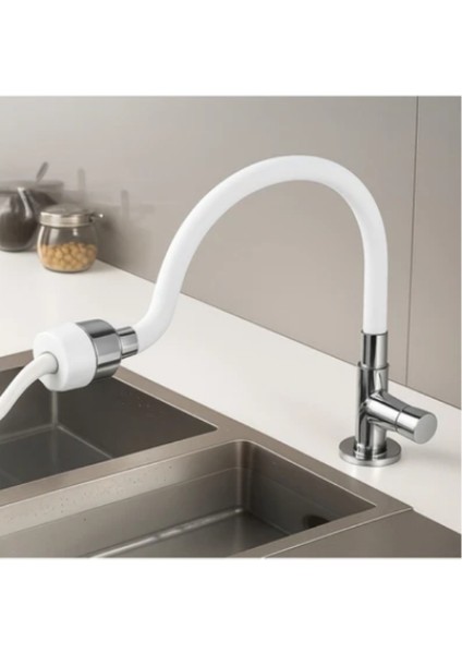 Beyaz Renkli Oynar Başlıklı Tasarruflu Silikon Musluk Başlığı Kubar fiyatları