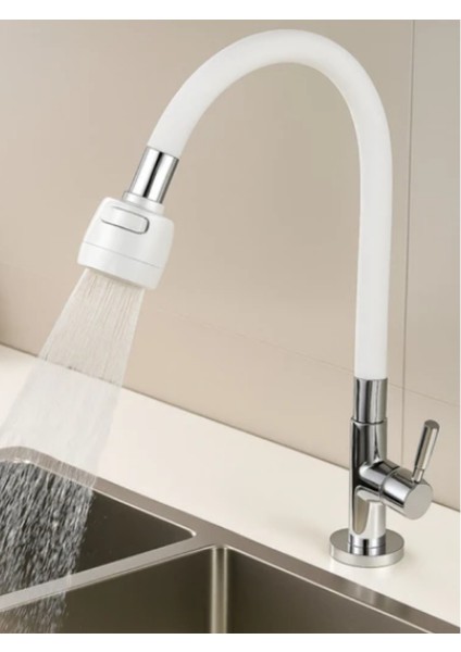 Beyaz Renkli Oynar Başlıklı Tasarruflu Silikon Musluk Başlığı Kubar modelleri