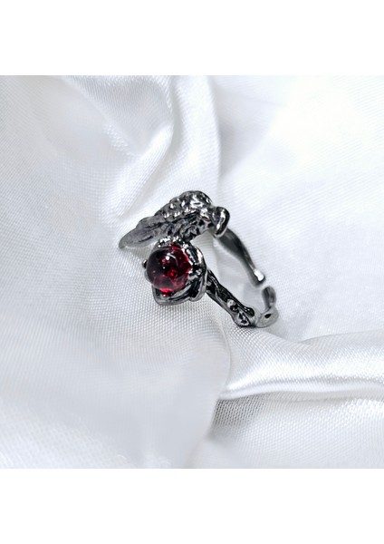Siyah Ayarlanabilir Taşlı Karganın Kehaneti Yüzük