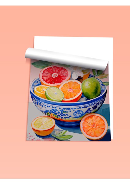 Çerçevesiz Poster, Portakal ve Greyfurt Içecek Çizimi, Mutfak Dekoru Poster No: 113297 fiyatları