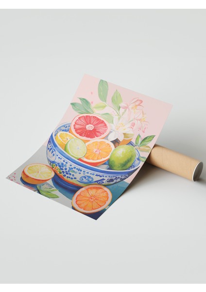 Çerçevesiz Poster, Portakal ve Greyfurt Içecek Çizimi, Mutfak Dekoru Poster No: 113297 modelleri