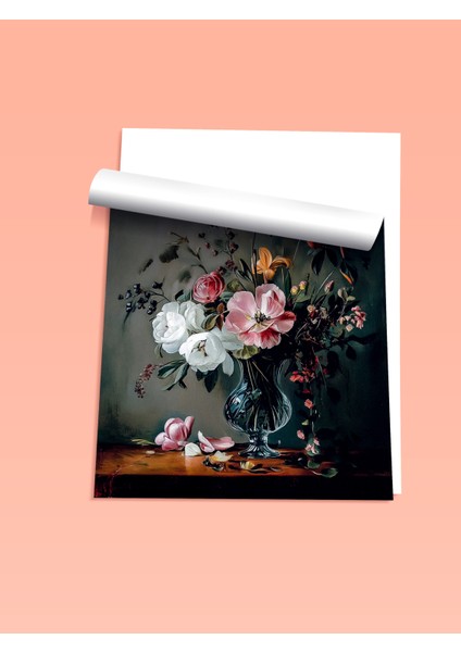 Çerçevesiz Poster, Siyah Zemin Zarif Çiçek Deseni, Yatak Odası Dekoru Poster No: 108924 fiyatları