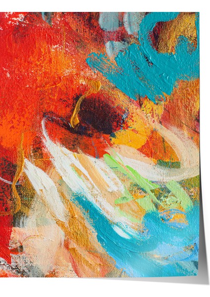 Çerçevesiz Poster, Canlı Renkli Fırça Darbeleri Soyut Tasarım, Ofis Dekoru Poster No: 113552