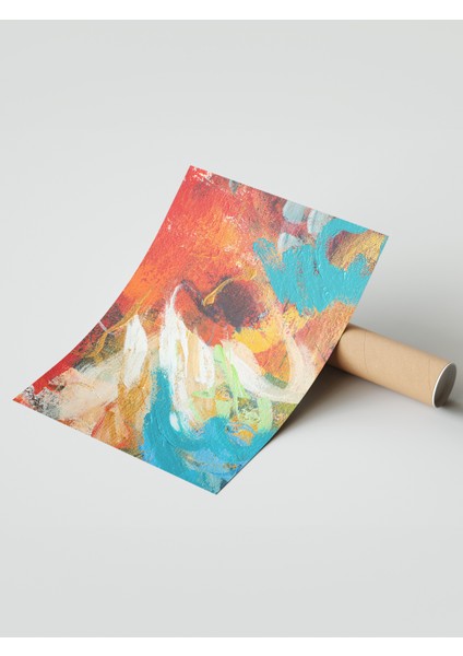 Çerçevesiz Poster, Canlı Renkli Fırça Darbeleri Soyut Tasarım, Ofis Dekoru Poster No: 113552 modelleri