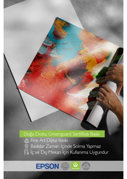 Çerçevesiz Poster, Canlı Renkli Fırça Darbeleri Soyut Tasarım, Ofis Dekoru Poster No: 113552