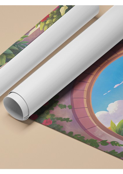 Çerçevesiz Poster, Akdeniz Manzaralı Çiçekli Sokak, Salon Dekoru Poster No: 113858 fırsatları