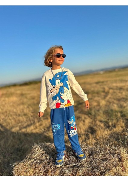 Sonic Desenli Sweatshirt-Eşofman Altı Mevsimlik Erkek Çocuk Takım