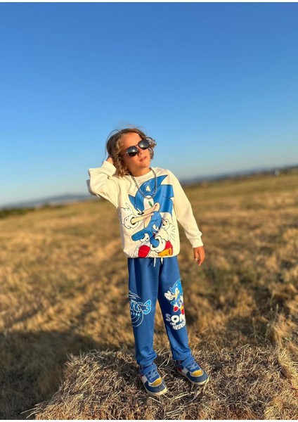 Sonic Desenli Sweatshirt-Eşofman Altı Mevsimlik Erkek Çocuk Takım fiyatları