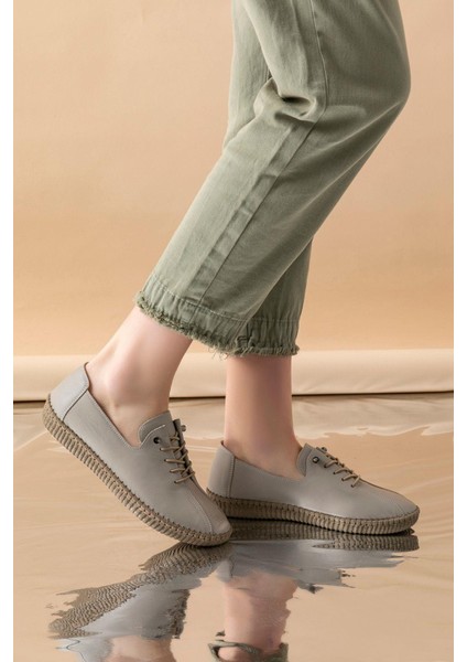 Angers Hakiki Deri Krem Kadın Deri Babet fiyatları