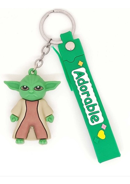Yeşil Yoda Figürlü Kauçuk Anahtarlık – Çocuk ve Yetişkin çanta süsü