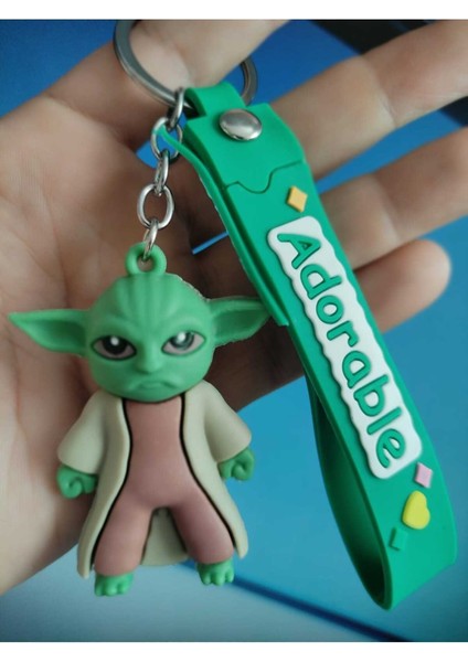 Yeşil Yoda Figürlü Kauçuk Anahtarlık – Çocuk ve Yetişkin çanta süsü modelleri
