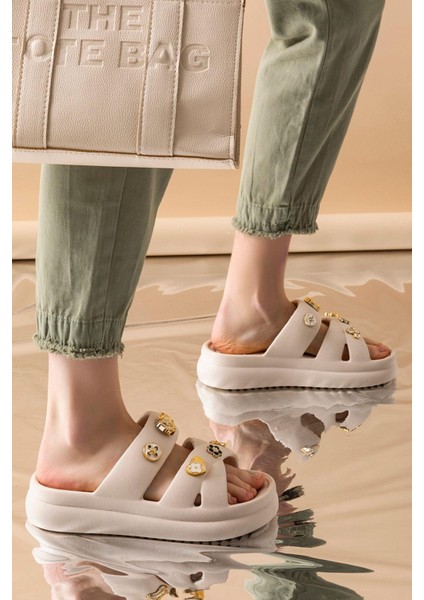 Kadın Eva Taşlı Yüksek Ölçekli Kaymaz Taban Günlük Plaj Deniz Havuz Banyo Ev Terliği modelleri