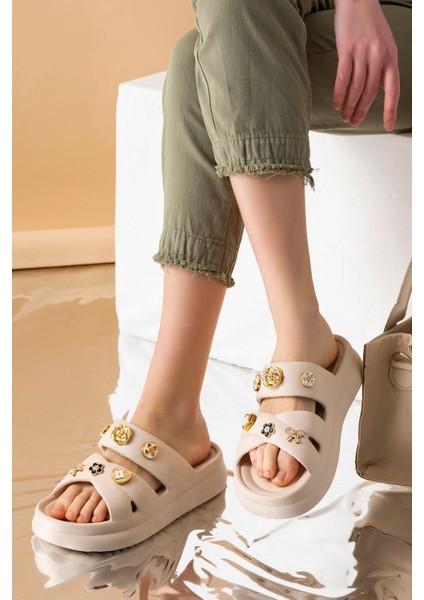 Kadın Eva Taşlı Yüksek Ölçekli Kaymaz Taban Günlük Plaj Deniz Havuz Banyo Ev Terliği fırsatları