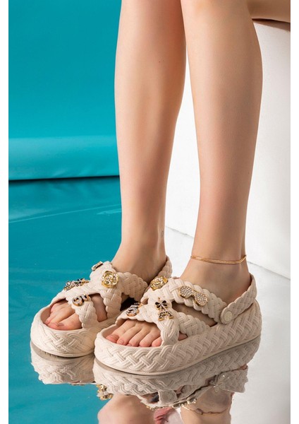 Kadın Eva Taşlı Yüksek Ölçekli Kaymaz Taban Günlük Plaj Deniz Havuz Banyo Ev Terliği fırsatları