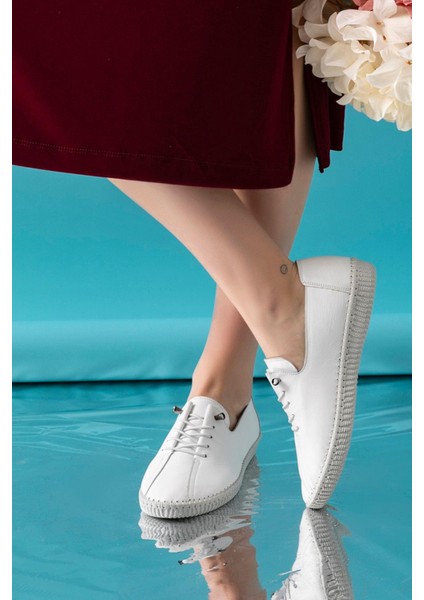 Angers Hakiki Deri Beyaz Kadın Deri Babet fırsatları