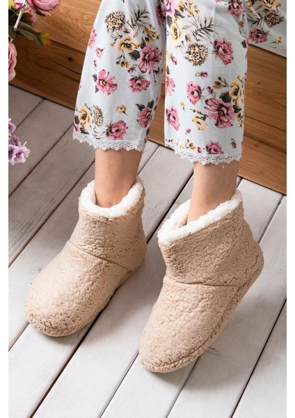 Kadın Panduf Ev Botu Kışlık Ev Ayakkabısı Efektli Yumuşak Sessiz Taban RED0001 modelleri