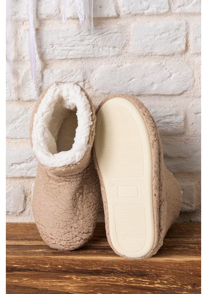 Kadın Panduf Ev Botu Kışlık Ev Ayakkabısı Efektli Yumuşak Sessiz Taban RED0001 indirimleri