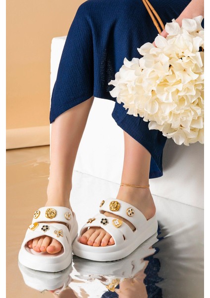 Kadın Eva Taşlı Yüksek Ölçekli Kaymaz Taban Günlük Plaj Deniz Havuz Banyo Ev Terliği