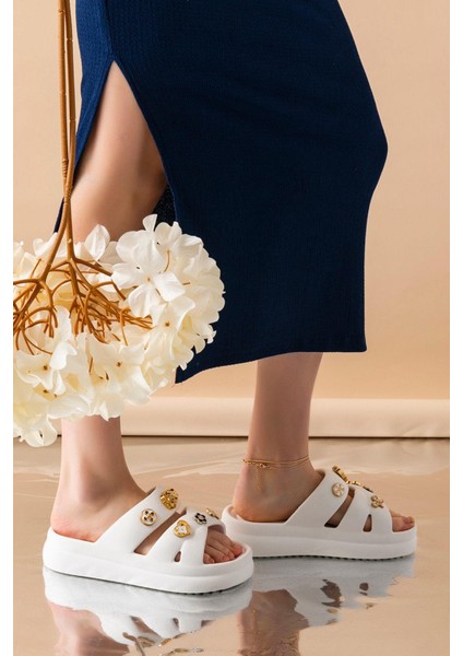 Kadın Eva Taşlı Yüksek Ölçekli Kaymaz Taban Günlük Plaj Deniz Havuz Banyo Ev Terliği fiyatları