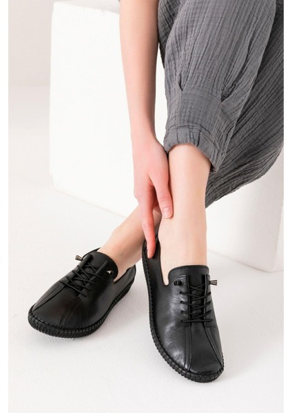 Angers Hakiki Deri Siyah Kadın Deri Babet fırsatları