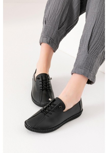 Angers Hakiki Deri Siyah Kadın Deri Babet indirimleri