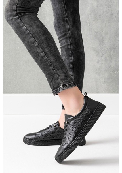 Nancy Hakiki Deri Siyah Kadın Deri Babet modelleri