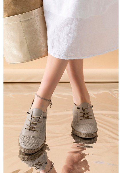 Toulon Hakiki Deri Krem Kadın Deri Babet fiyatları