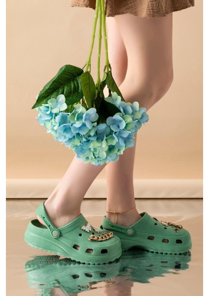 Kadın Eva Taşlı Yüksek Ölçek Kaymaz Taban Günlük Plaj Deniz Havuz Banyo Aşçı Hemşire Doktor Terliği