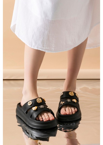 Kadın Eva Taşlı Yüksek Ölçekli Kaymaz Taban Günlük Plaj Deniz Havuz Banyo Ev Terliği modelleri