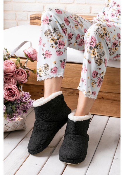 Kadın Panduf Ev Botu Kışlık Ev Ayakkabısı Efektli Yumuşak Sessiz Taban RED0001 fiyatları