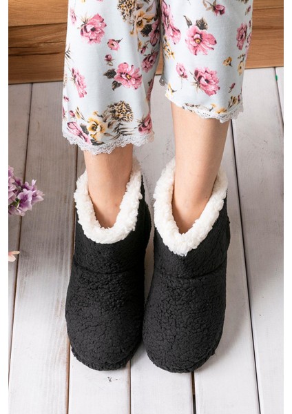 Kadın Panduf Ev Botu Kışlık Ev Ayakkabısı Efektli Yumuşak Sessiz Taban RED0001 indirimleri