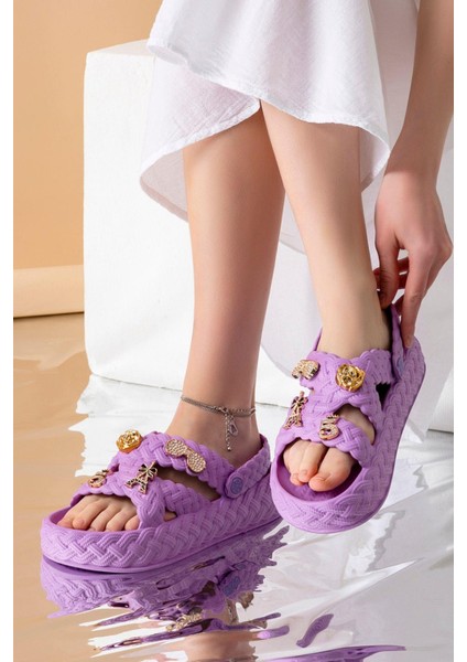 Kadın Eva Taşlı Yüksek Ölçekli Kaymaz Taban Günlük Plaj Deniz Havuz Banyo Ev Terliği