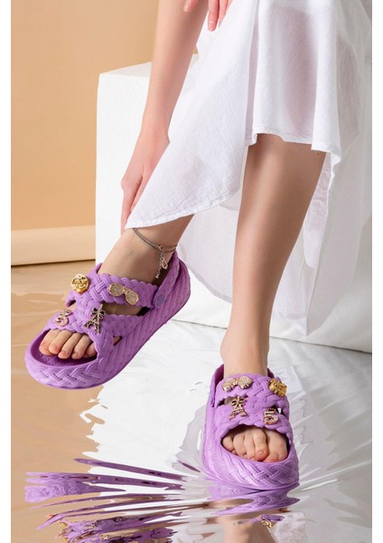 Kadın Eva Taşlı Yüksek Ölçekli Kaymaz Taban Günlük Plaj Deniz Havuz Banyo Ev Terliği indirimleri