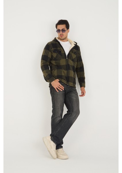 Erkek Oversize Peluş Kürk Kapşonlu Oduncu Ceket indirimleri