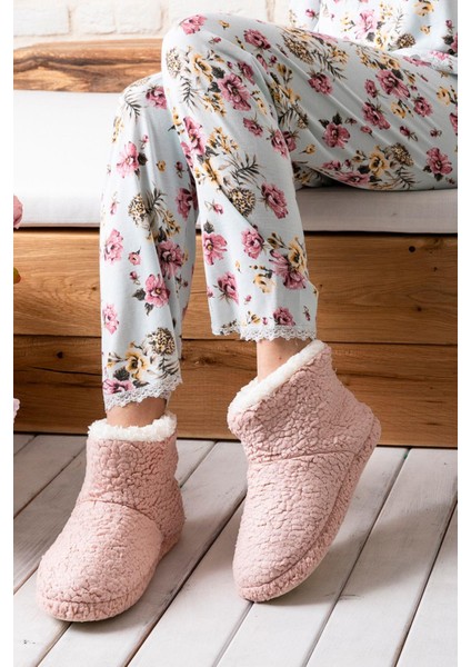 Kadın Panduf Ev Botu Kışlık Ev Ayakkabısı Efektli Yumuşak Sessiz Taban RED0001 modelleri