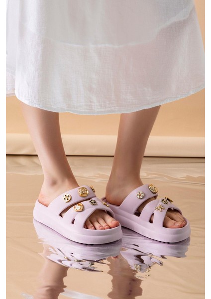 Kadın Eva Taşlı Yüksek Ölçekli Kaymaz Taban Günlük Plaj Deniz Havuz Banyo Ev Terliği fiyatları