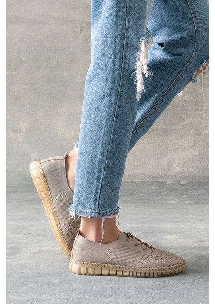 Napoca Hakiki Deri Krem Kadın Deri Babet fiyatları