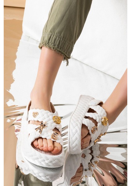 Kadın Eva Taşlı Yüksek Ölçekli Kaymaz Taban Günlük Plaj Deniz Havuz Banyo Ev Terliği