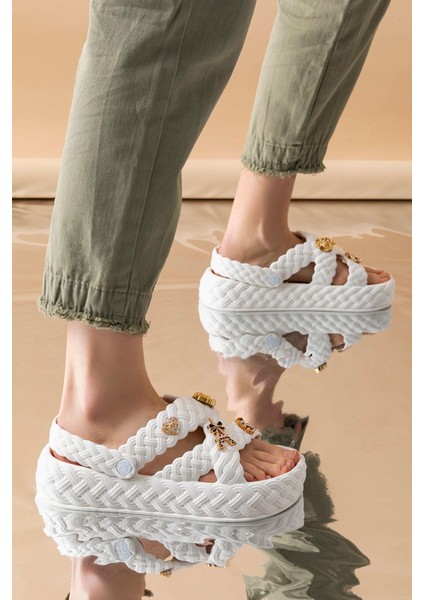 Kadın Eva Taşlı Yüksek Ölçekli Kaymaz Taban Günlük Plaj Deniz Havuz Banyo Ev Terliği modelleri