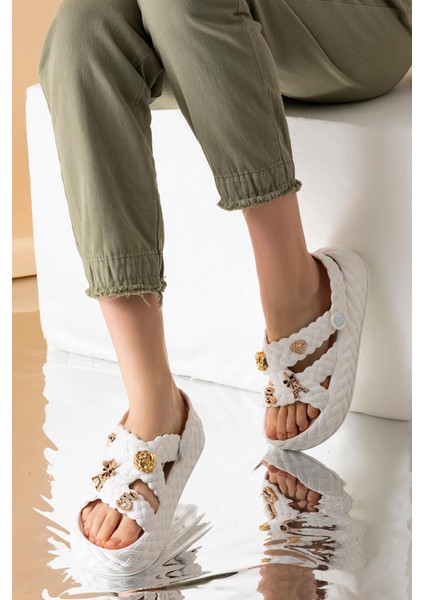 Kadın Eva Taşlı Yüksek Ölçekli Kaymaz Taban Günlük Plaj Deniz Havuz Banyo Ev Terliği fırsatları