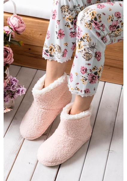 Kadın Panduf Ev Botu Kışlık Ev Ayakkabısı Efektli Yumuşak Sessiz Taban RED0001 fiyatları