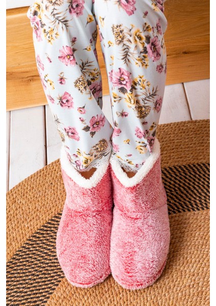 Kadın Panduf Ev Botu Kışlık Ev Ayakkabısı Efektli Yumuşak Sessiz Taban RED0001 modelleri