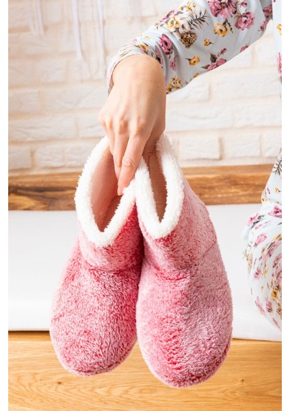 Kadın Panduf Ev Botu Kışlık Ev Ayakkabısı Efektli Yumuşak Sessiz Taban RED0001 fırsatları