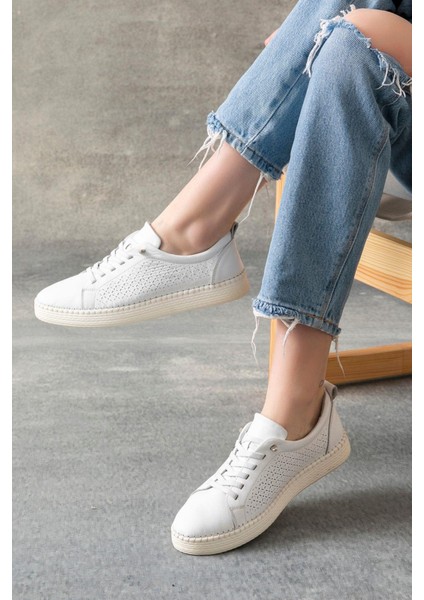 Nancy Hakiki Deri Beyaz Kadın Deri Babet fırsatları