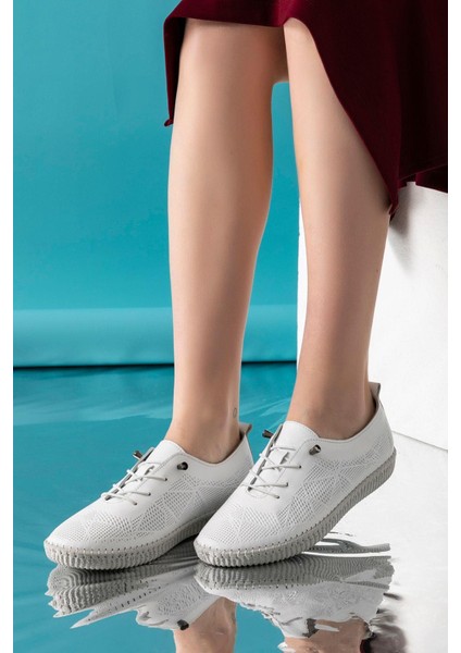 Toulon Hakiki Deri Beyaz Kadın Deri Babet indirimleri