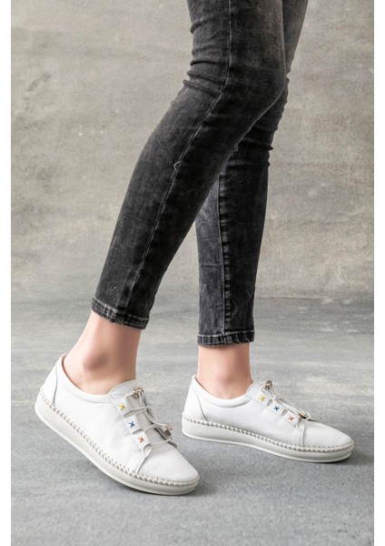 Rennes Hakiki Deri Beyaz Kadın Deri Babet fiyatları