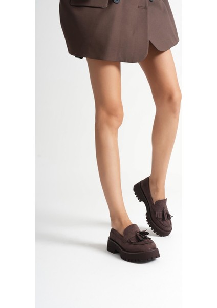 Mina Kadın Günlük Acı Kahve Süet Loafer Ayakkabı fiyatları