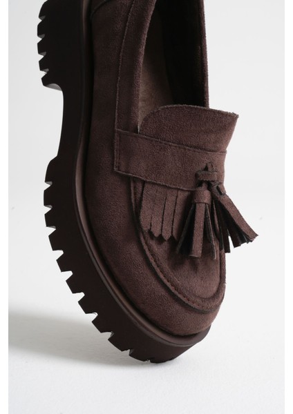 Mina Kadın Günlük Acı Kahve Süet Loafer Ayakkabı modelleri