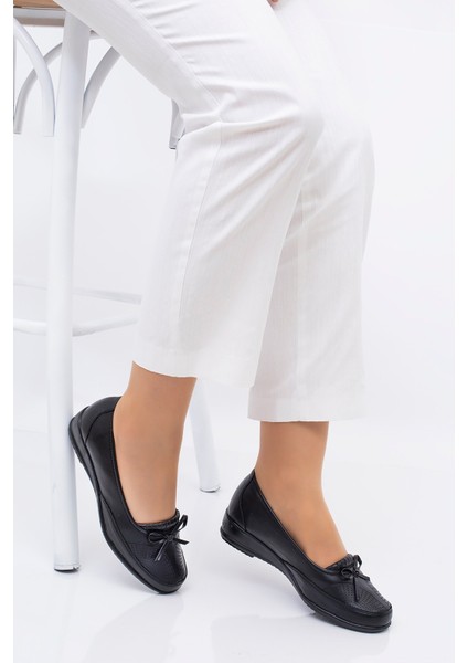 Kadın Topuk Jelli Siyah Tam Ortopedik Yüksek Topuk Klasik Ayakkabı